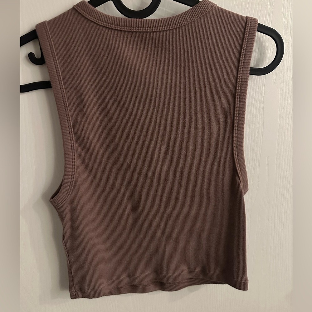 Abercrombie & Fitch Ribbed Tank Top in Mauve Brown - Picture 2 of 2